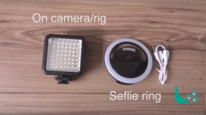On camera light & selfie ring light for mobile phone filming kit