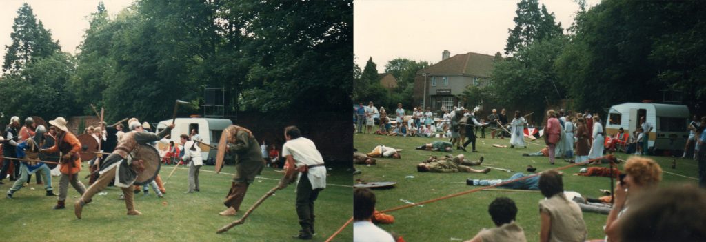 The Dark Ages Society fighting display. You can see 2 of my friends in their post office sacks on the picture on the right - re-enactor