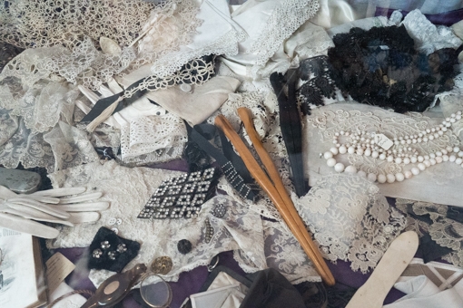 Stunning lace items at Blists Hill haberdashers