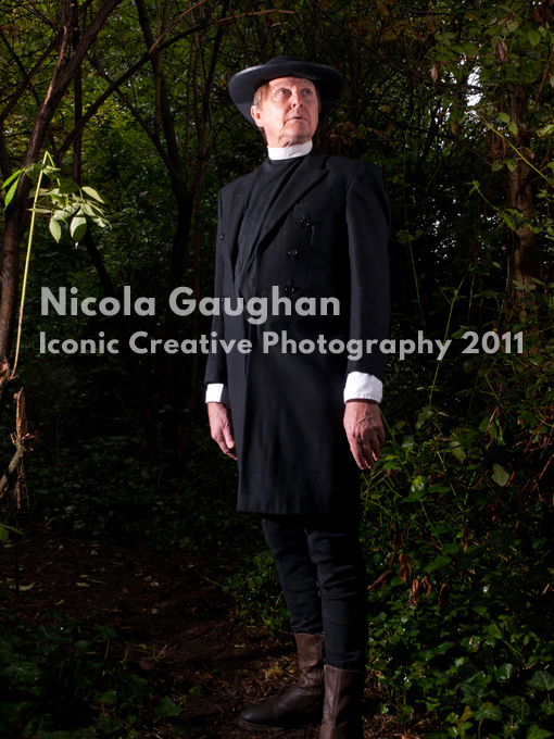 Shane Briant (Hammer House of Horrors actor) as The Priest in a promotional shoot for The Second Sight of Father Silas Cooper.